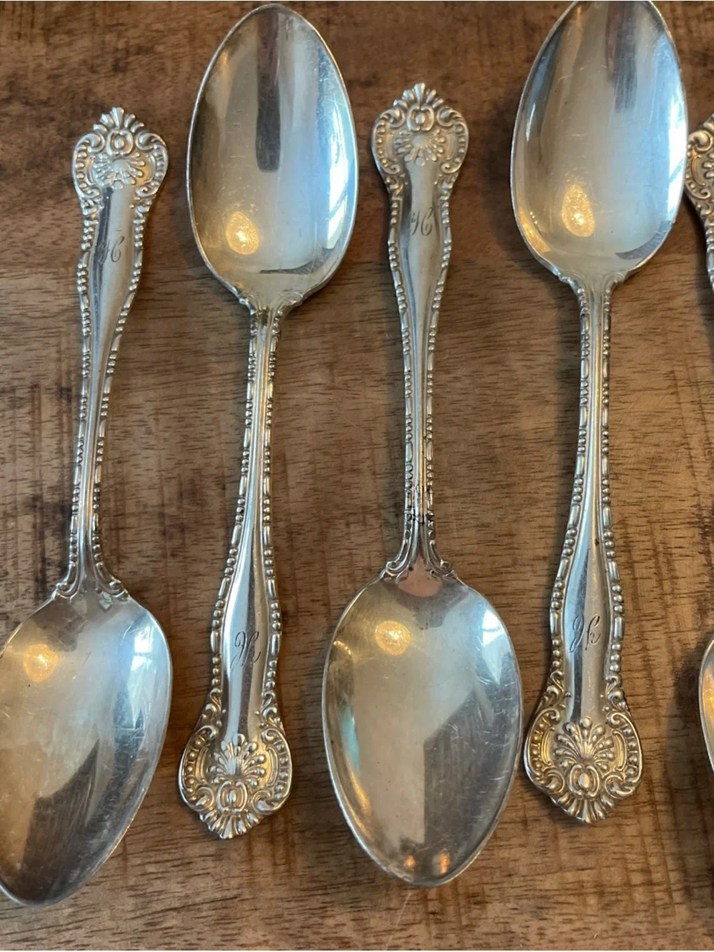 WM Rogers Bead Scroll And Fan Ornate Spoons